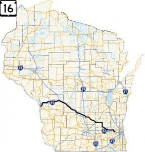 Wisconsin Highway 16 map