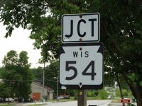 Highway 54 junction sign in Brown County