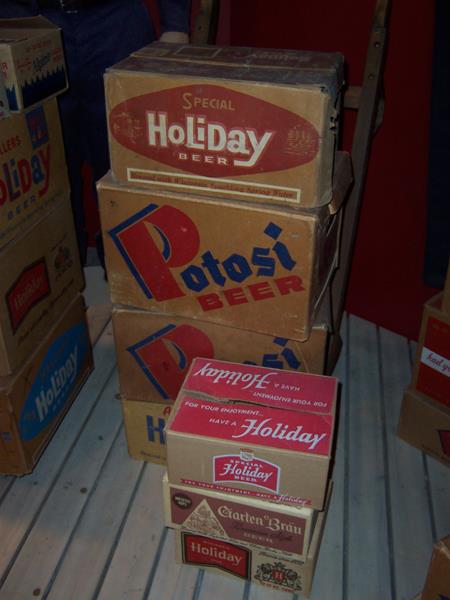 Some of the original shipping boxes at Potosi Brewing Company in Potosi, Wisconsin
