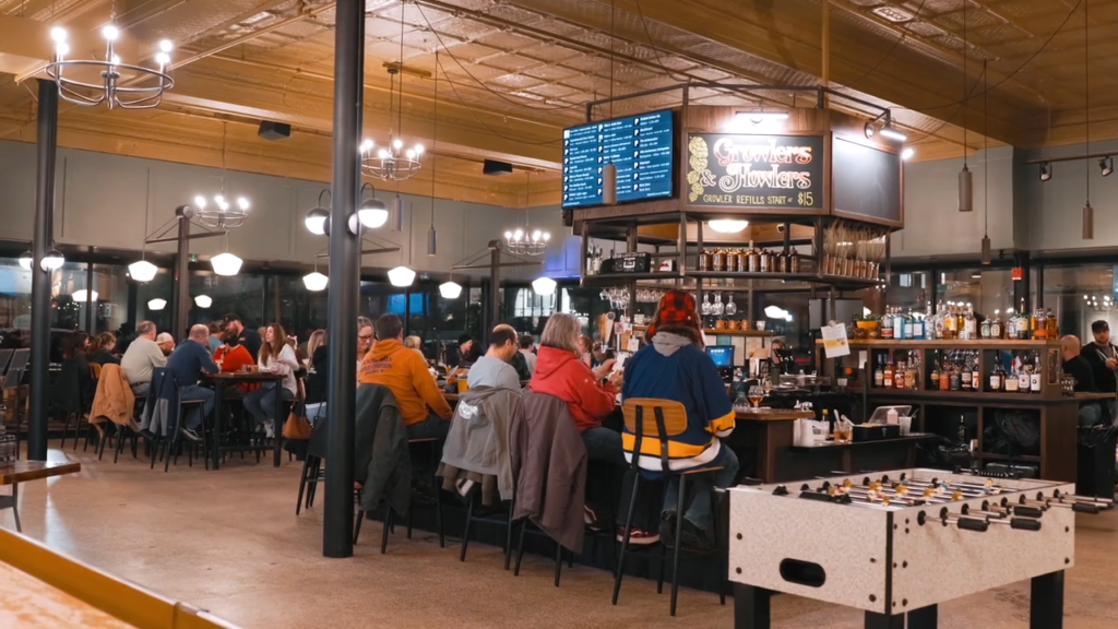 Public Brewing Company's roomy Tap Room in downtown Kenosha, Wisconsin