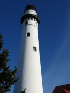 Wind Point Lighthouse rises 108 feet.