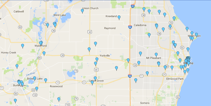 Open House Racine County map