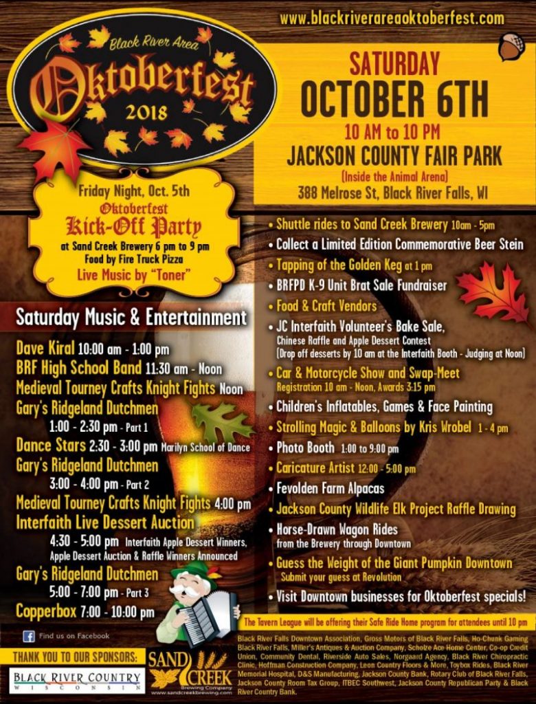 Black River Falls Area Oktoberfest 2018 Poster