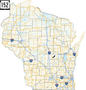 Wisconsin Highway 152 Route Map, statewide size