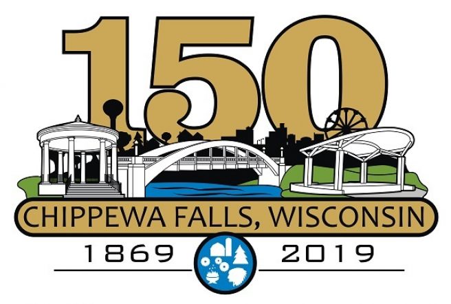Chippewa Falls Sesquicentennial logo