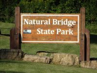 Natural Bridge State Park sign along County C in Sauk County, Wisconsin