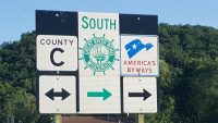 The way to Wyalusing: County C and the Great River Road near Bagley, Wisconsin