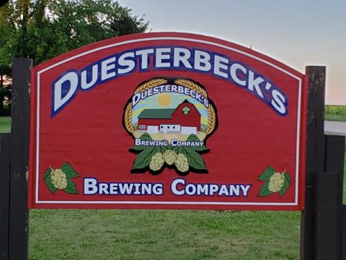 Entrance sign along Walworth County O at Duesterbeck's Brewing Company