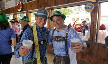 Dick Leinenkugel and State Trunk Tour founder Eric Paulsen at Oktoberfest in Chippewa Falls. Leinie's is offering free Oktoberfest beer if you listen to one minute of polka for the 2020 Oktoberfest season.