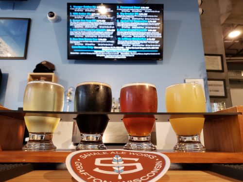A flight at Sahale Ale Works, Grafton, Wisconsin