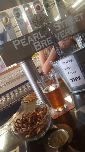 Clever tip jar at Pearl Street Brewery, La Crosse, Wisconsin