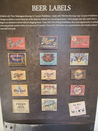 Port Washington brewing history, as shown with labels at the Port Exploreum in Port Washington, Wisconsin