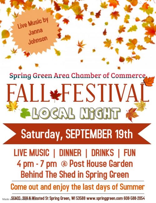 Spring Green Fall Festival, September 18-19, 2020