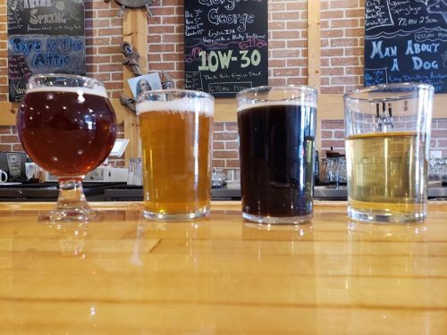 Samples at Starboard Brewing Company, Sturgeon Bay, Wisconsin