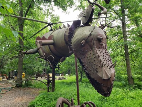 Huge metal sculptures at Jurustic Park, Marshfield, Wisconsin