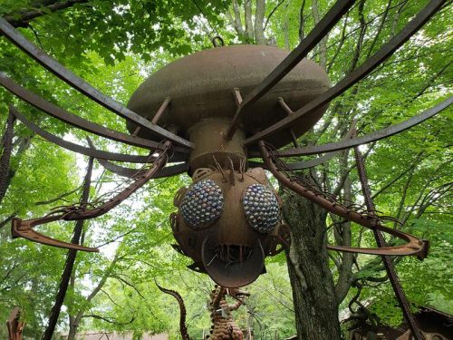 Big rusty metal bug at Jurustic Park, Marshfield, Wisconsin