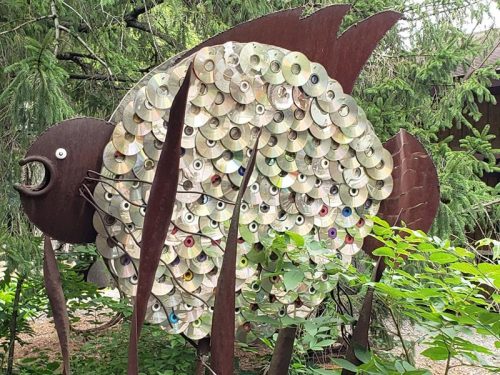 Fish and CDs at Jurustic Park, Marshfield, Wisconsin