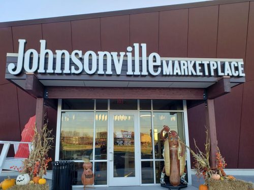 The entrance to Johnsonville Marketplace, along County J north of Sheboygan Falls, Wisconsin