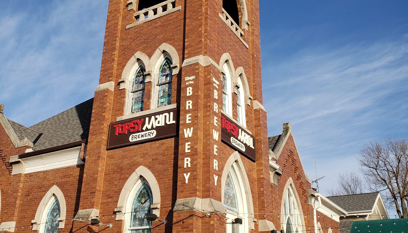 Topsy Turvy Brewery, inside a former church in Lake Geneva, Wisconsin