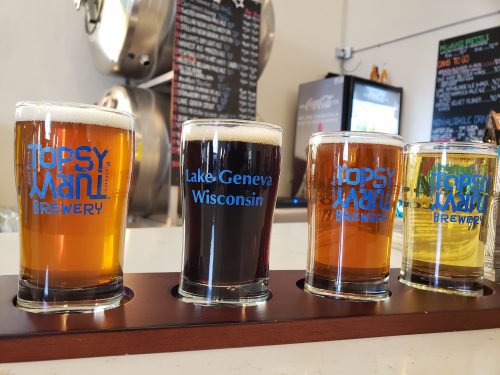 A flight at Topsy Turvy Brewing, Lake Geneva, Wisconsin