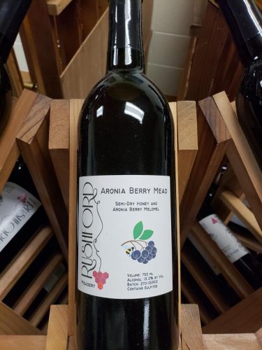 A botte of Aronia Berry Mead at Rushford Meadery & Winery, outside Omro, Wisconsin