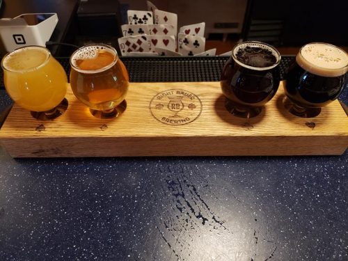 Beer flight at Right Bauer Brewing, Sun Prairie, Wisconsin