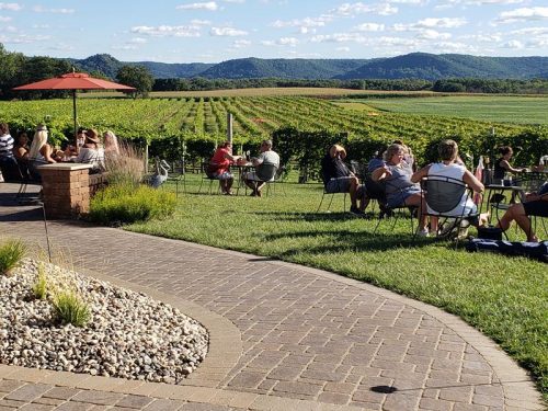 View from the patio at Elmaro Vineyard & Winery, Trempealeau, Wisconsin