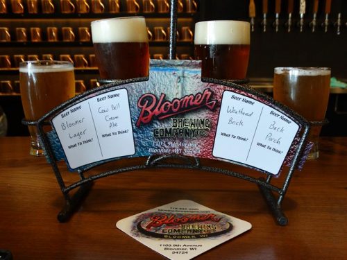 Flight at Bloomer Brewing Company, Bloomer, Wisconsin
