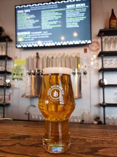A pint of Holla! Jalapeno Cream Ale at Ooga Brewing Company, Beaver Dam, Wisconsin