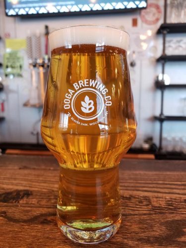 A pint of Holla! Jalapeno Cream Ale at Ooga Brewing Company, Beaver Dam, Wisconsin