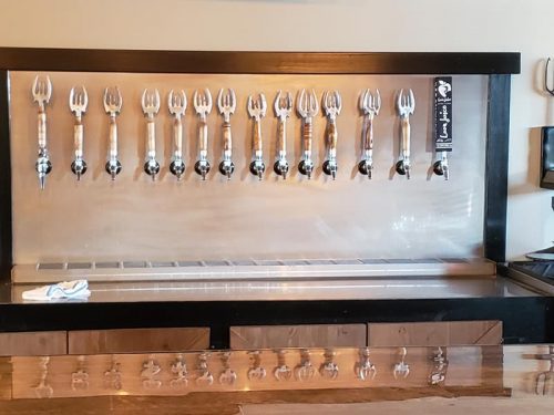 Pitchforky-y tap handles at Pitchfork Brewing Company, Hudson, Wisconsin