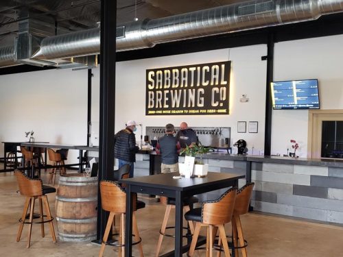 Tap room and bar at Sabbatical Brewing Company, Manitowoc, Wisconsin