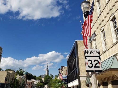 Highway 32 is Franklin Street through downtown Port Washington, Wisconsin