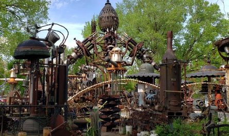 Forevertron, the largest scrap metal sculpture in the world, at Dr. Evermor's Art & Sculpture Park, along U.S. 12 between Sauk City and Baraboo, Wisconsin
