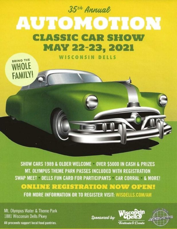 Automotion Classic Car Show, Wisconsin Dells, May 2223, 2021 State