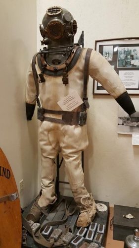A diver suit at the Historic Rogers Street Fishing Village in Two Rivers, Wisconsin