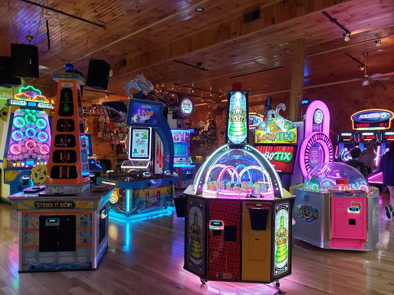 Video games inside The Mineshaft Restaurant, along Main Street in downtown Hartford, Wisconsin