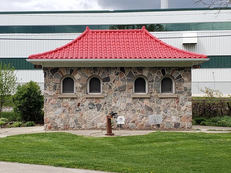The bathroom facility at Willowbrook Park in Hartford, Wisconsin, right along Highway 60