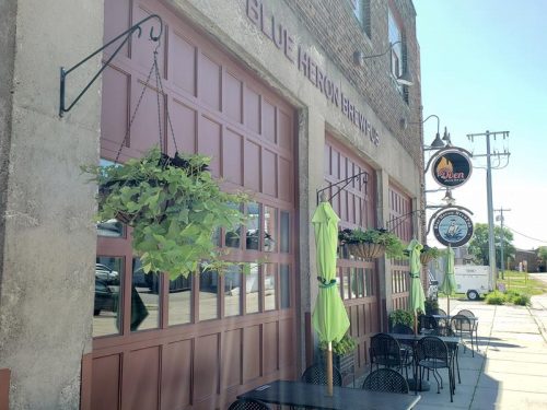 Outside the Blue Heron Brewpub, Marshfield. Wisconsin