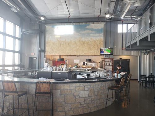 The main bar at 45th Parallel Distillery, New Richmond, Wisconsin