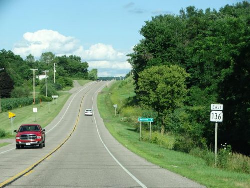 Wisconsin Highway 136 heading east from Rock Springs towards Baraboo in rural Sauk County