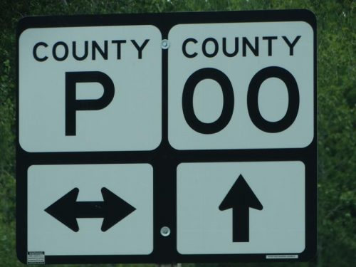 County P & OO meet at "Poo Corners" south of Chippewa Falls in Chippewa County, Wisconsin