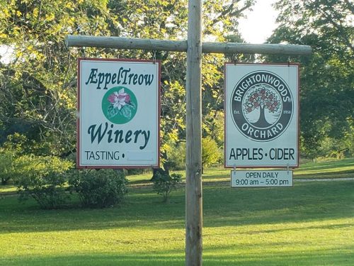 Signs for AeppelTreow Winery, just off Highway 142 east of Burlington, Wisconsin