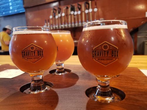 Flight at Gravity Box Brewing Company, along U.S. 12/Highway 16 in downtown Mauston, Wisconsin