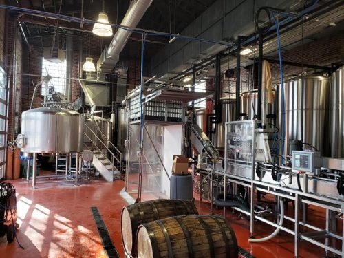 Brewing facilities at Northwoods Brew Pub, home of the Northwoods Brewing Company off U.S. 10 & U.S. 53 in Osseo, Wisconsin