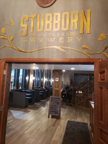 Entrance inside Stubborn Brothers Brewery, Shawano, Wisconsin