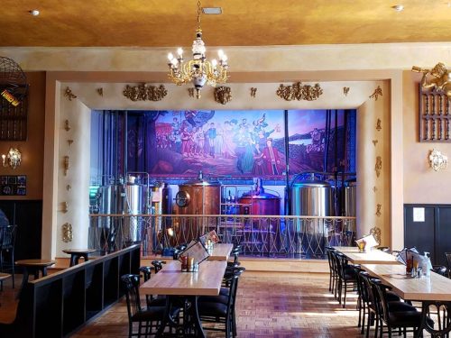 The tap room - and some brewing equipment - at Al. Ringling Brewing Company, Baraboo, Wisconsin