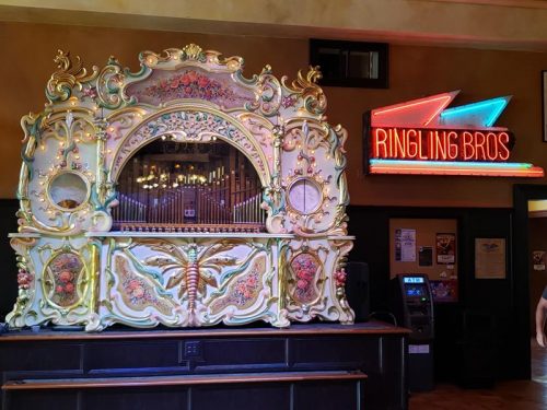 Ornate displays inside the Al. Ringling Brewing Company tap room, Baraboo, Wisconsin