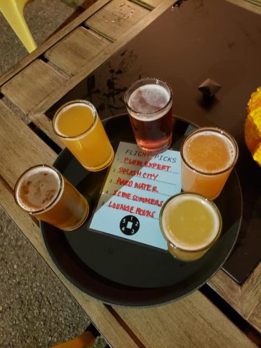 Craft beer flight at Low Daily Brewing, Burlington, Wisconsin