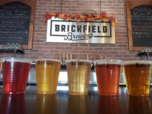 A flight at Brickfield Brewing Company in Grantsburg, Wisconsin, just off Highway 70